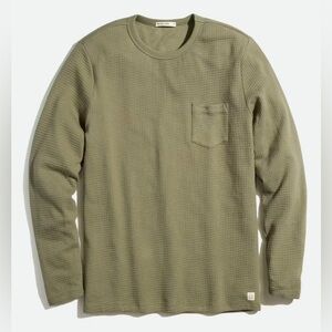 Marine Layer Mens Box Waffle Knit Crew Longsleeve Tee Vetiver Green Size Small